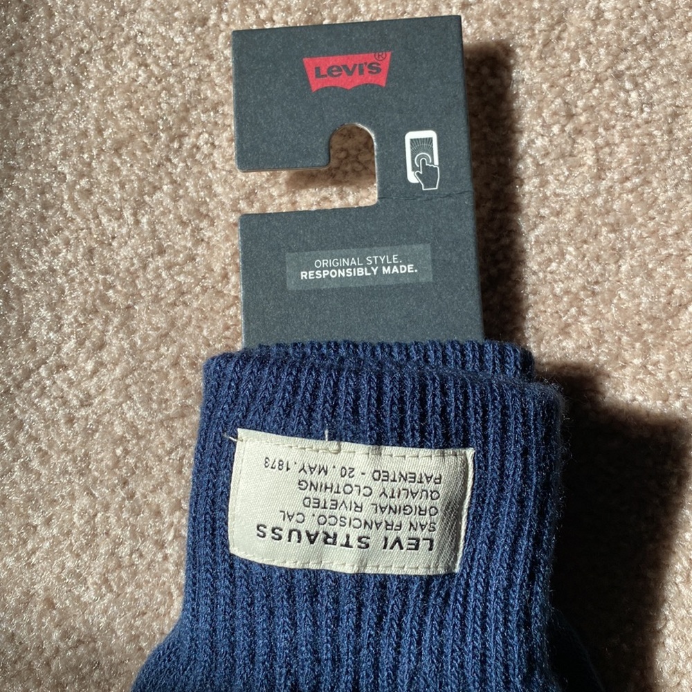 Levi’s Blue Knit Finger Touch Screen Gloves Size M - Picture 3 of 6